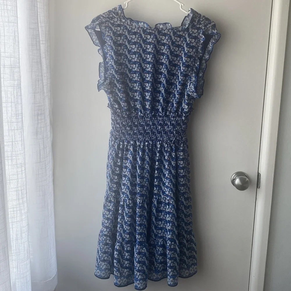 Max Studio Blue and White Sleeveless V-Neck Sundress - Picture 5 of 5